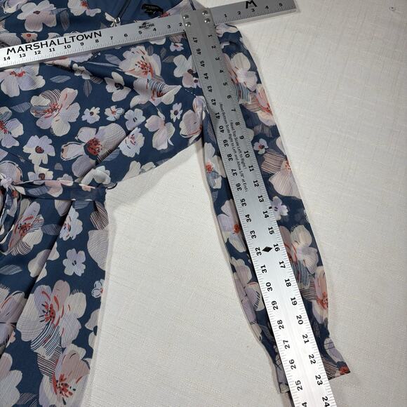 Ann Taylor Dress Womens 8P Blue Floral Long Sleeve Business belted lined midi - Picture 11 of 11
